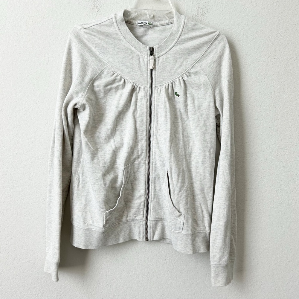 Lacoste Heather Gray Zip Up Women’s Sweatshirt Jacket Sz 42 (10)
